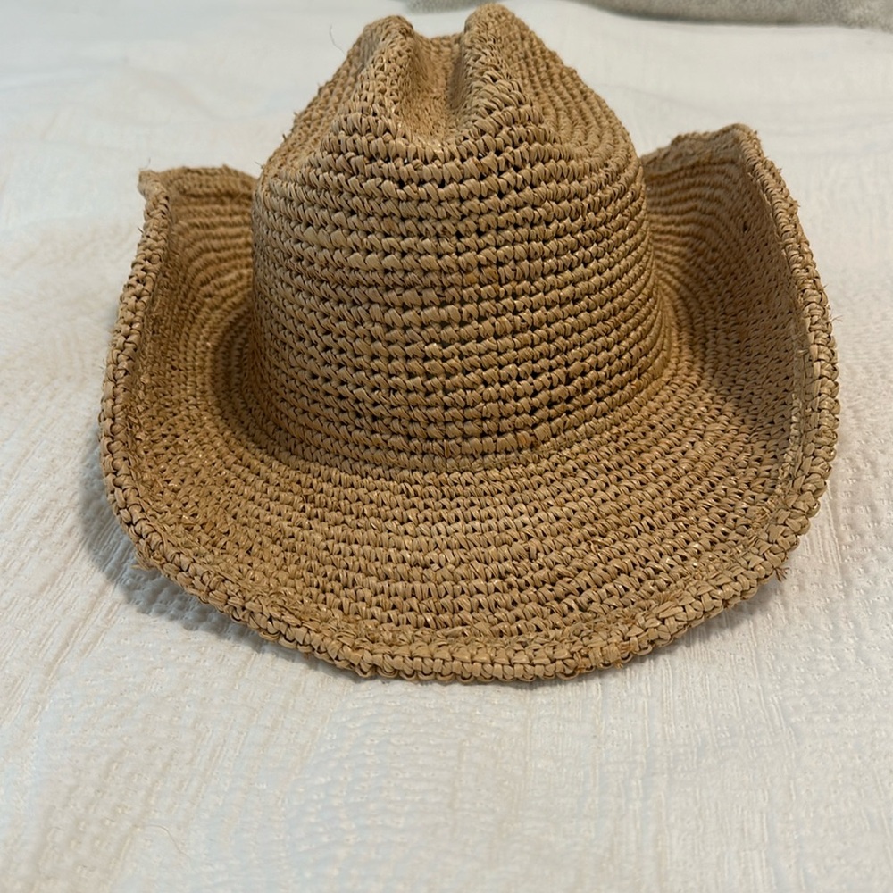 lack of color straw cowboy hat (raffia cowboy)